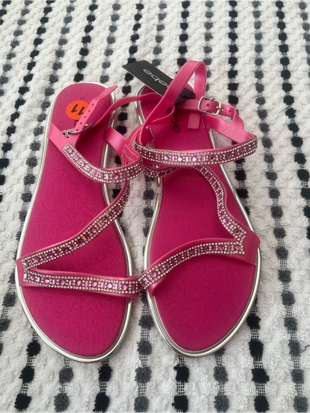 bebe Hot Pink Jeweled Strappy Sandals